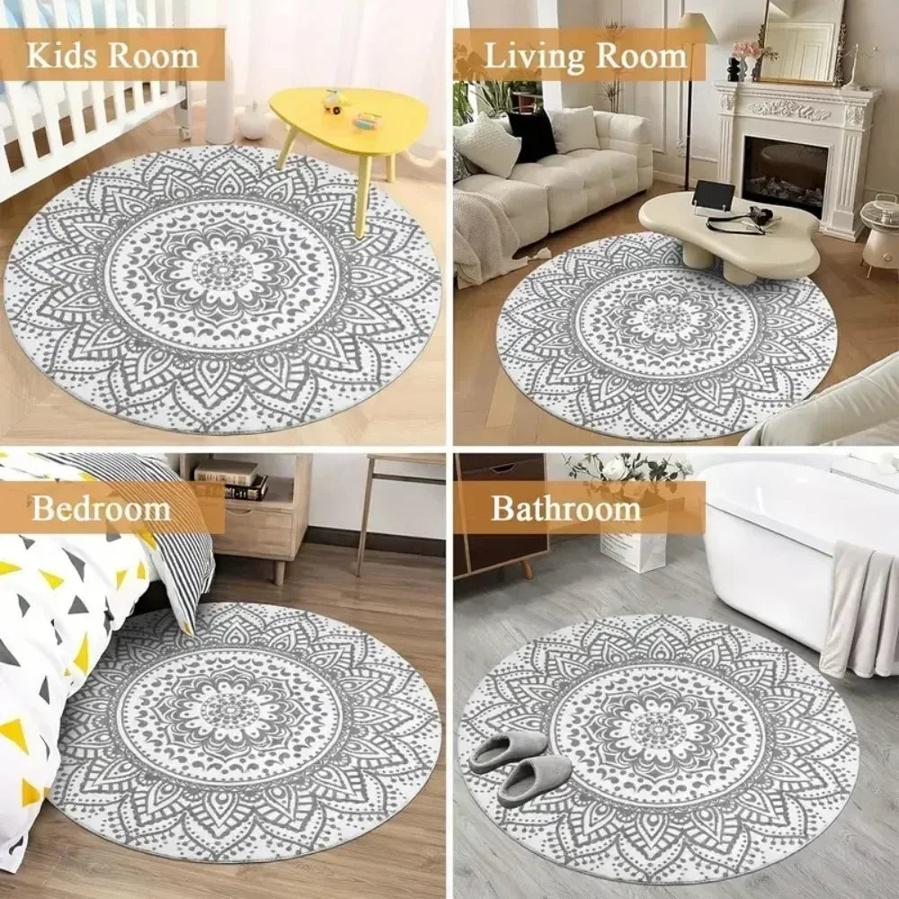 3D Waterfall Illusion Round Rug, Optical Depth Cave Carpet, Nature Inspired Floor Decor for Living Room, Bedroom, Meditation MaT