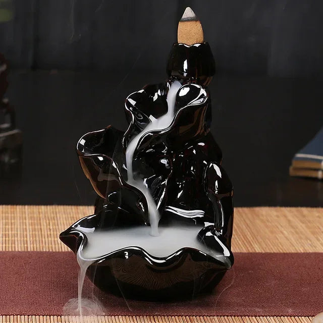 Free 20Pcs Incense cones Creative Home Decor Backflow Stick Incense Burner Ceramic Censer Home Decoration Use In Home Teahouse