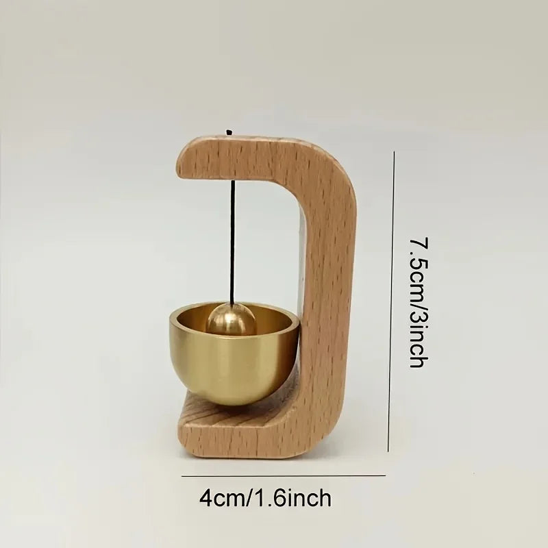 Wooden Doorbell Wind Chime With Brass Bell Home Decor Wall Hanging For Entryway Porch Or Gift