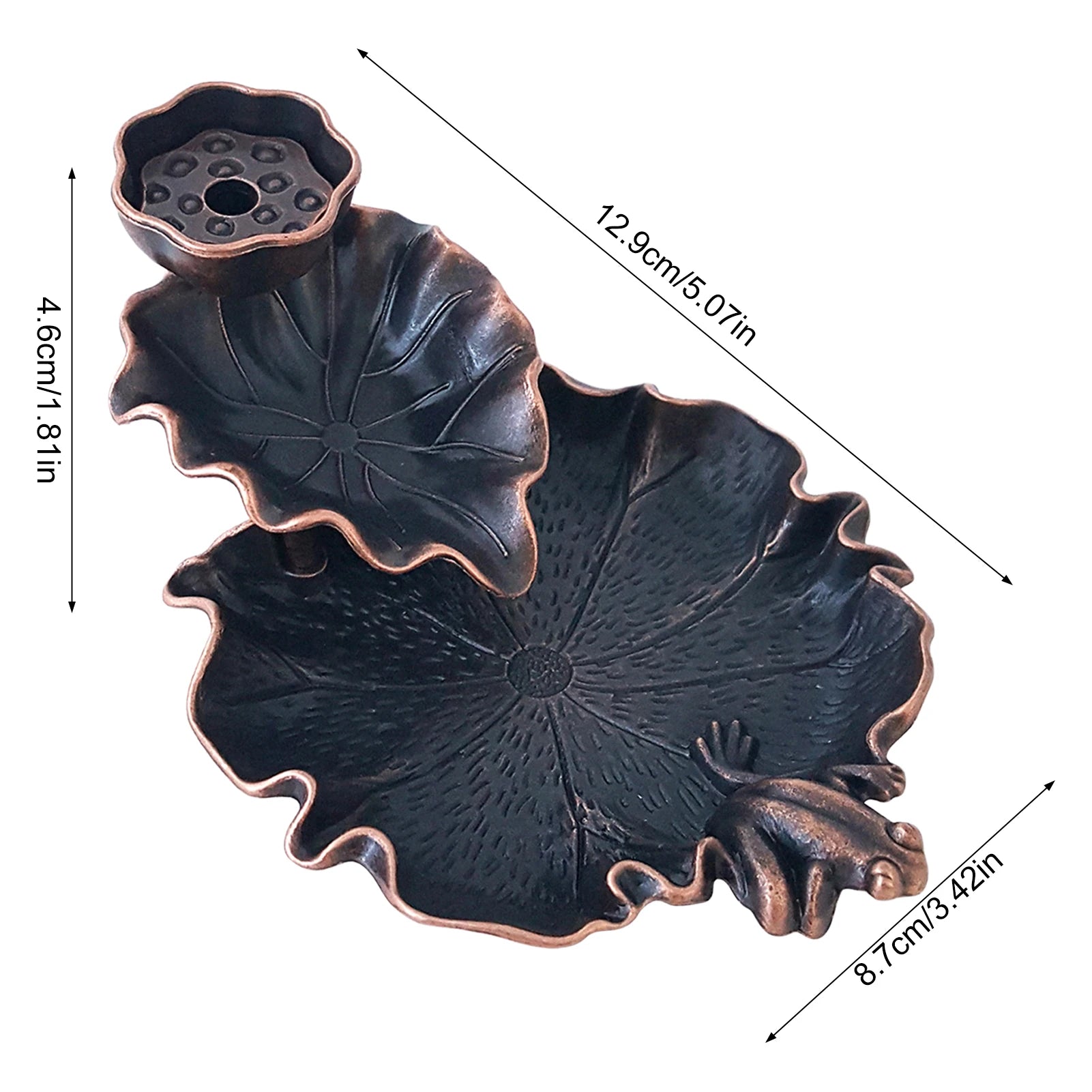 Incense Waterfall Incense Cone Holder Frog or Fish Backflow Insense Holder Creative Metal Incense Holder Ornament Home Decor