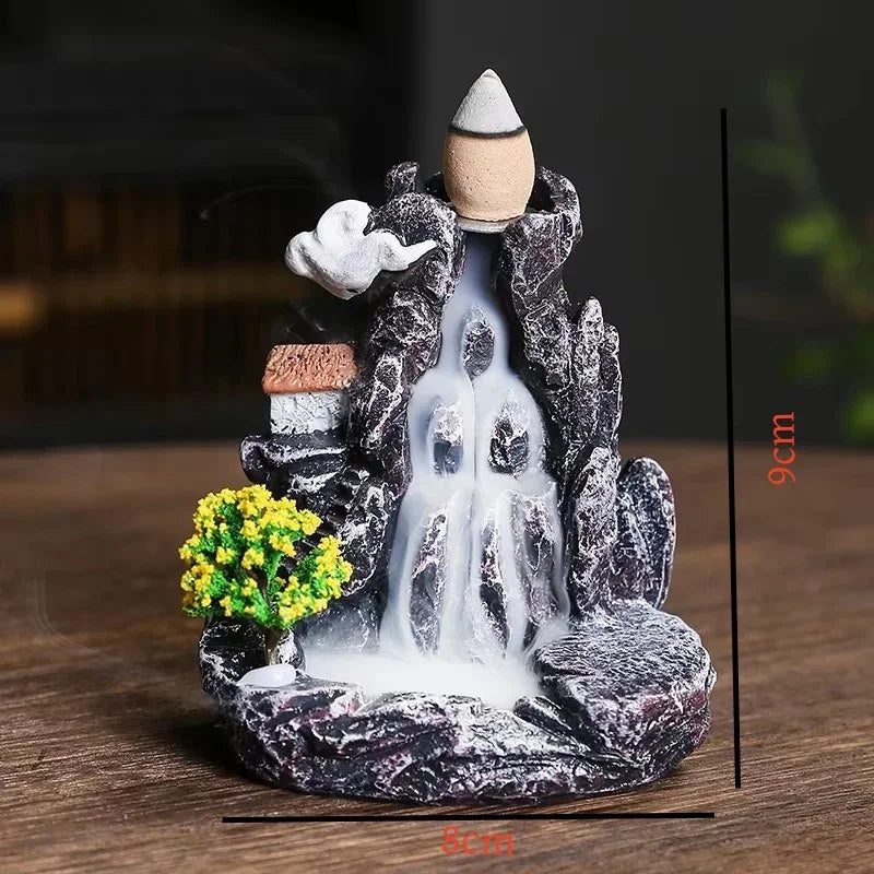 Backflow Incense Holder Waterfall Incense Burner Home Decor Aromatherapy Ornament Incense Cones with Backflow Incense Cones