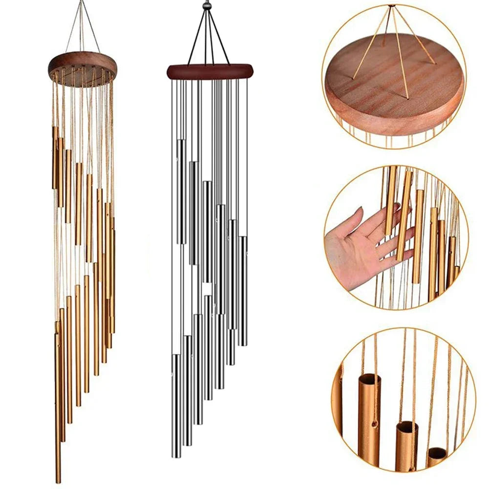 Musical Wind Chime Pipes 12Tubes Wind Chimes Gold/silver Bells Decora For Garden Living Bedroom Coffee Shop Wind Chimes Tubes US