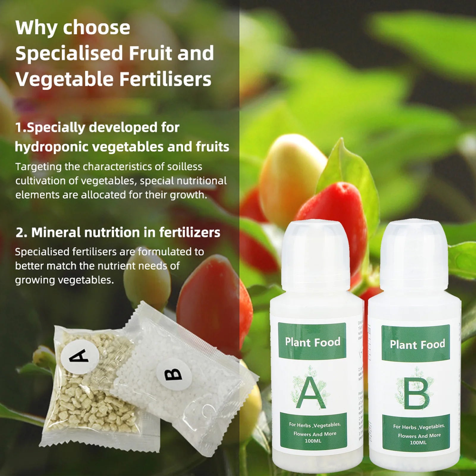 Hydroponic Plant Food Plant Growing Hydroponic Nutrients Indoor Plant Food for Vegetables Fruit Indoor Plant Food