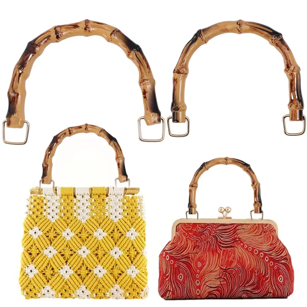 Vintage Women Bamboo Handles Purses Hand Bags U Shape Bag Strap for DIY bag Accessories Highquality Plastic Handle Replacement