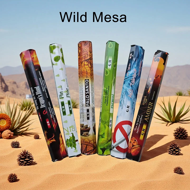 6 Sets of 120 Indian Incense Sticks Palo Santo Lavender Jasmine Meditation Fresh Air Scent Aroma Home Long-Lasting Fragrance