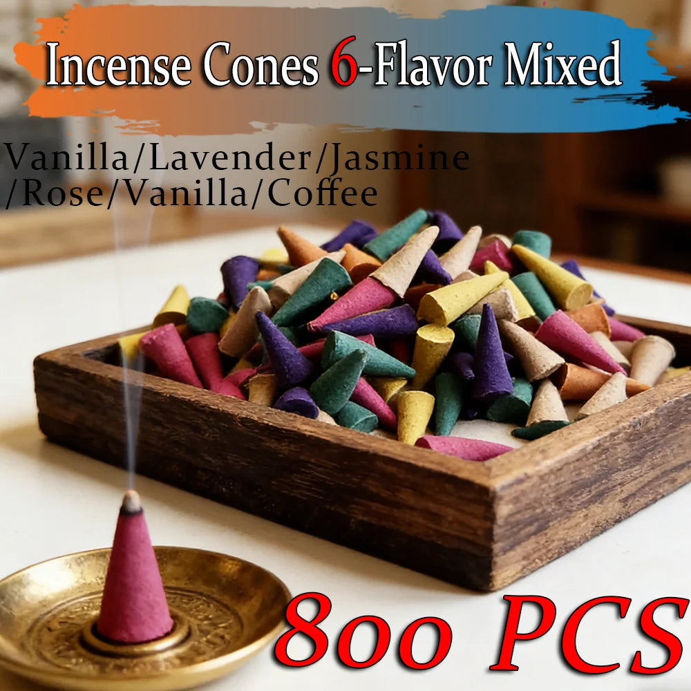 High-Quality Natural Incense Sticks, 2.7cm Tall Cones, with Scents of Vanilla, Coffee, Jasmine, Mint, Lavender, Rose, Etc., Rich in Fragrance, Burn for a Long Time, Creating an Aesthetic Smoke Effect, Suitable for Purifying t