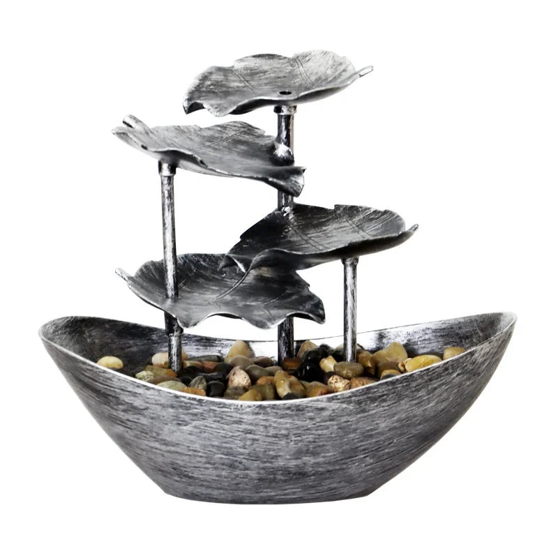 Tabletop Fountain Waterfall Fountain for Indoor Decor Water Over Sailing Lotus Leaf Electric Pump Soothing Calming and Relaxing