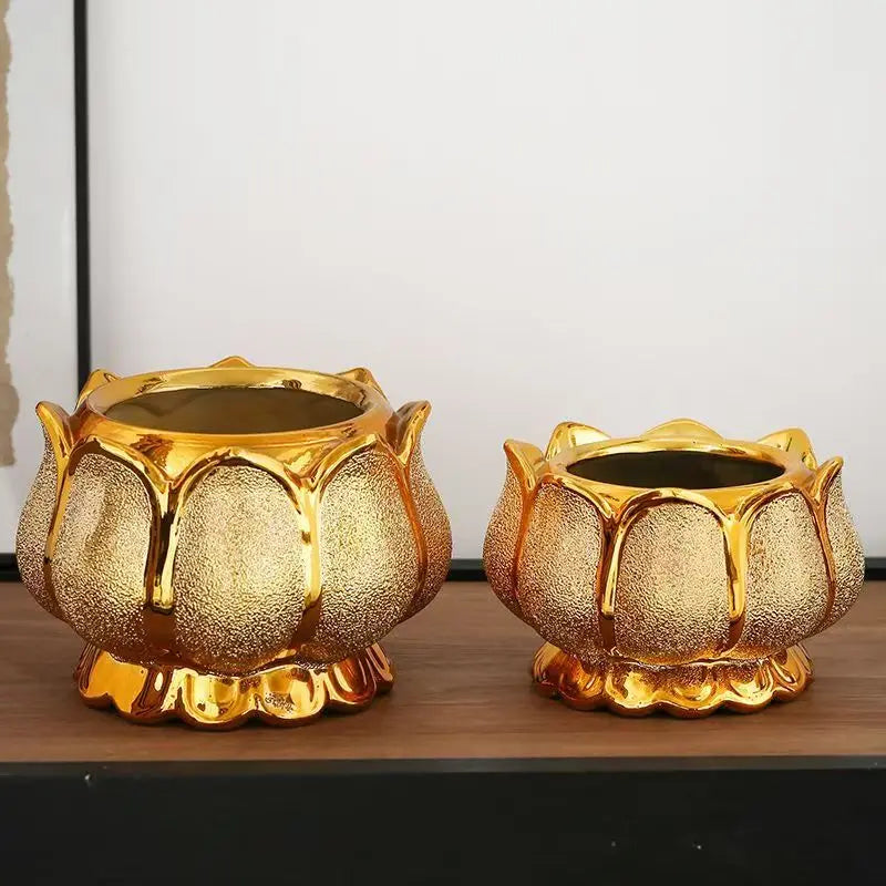 Buddhism Incense Burner Golden Ceramic Incense Sticks Holder Religious Items Lotus Decoration 4" 5" 6" 7" 8"