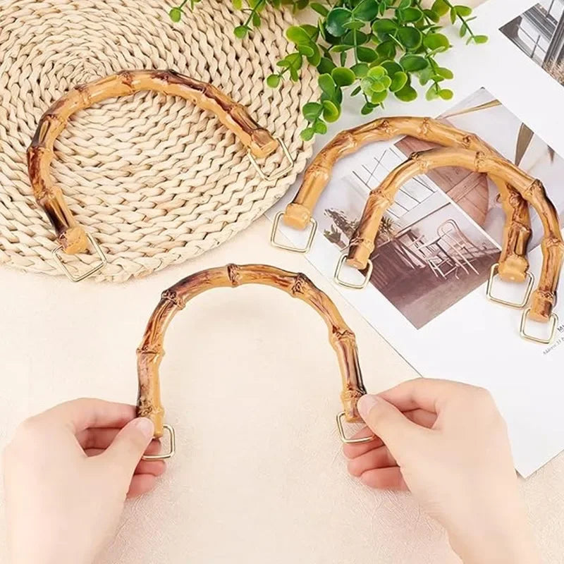 Vintage Women Bamboo Handles Purses Hand Bags U Shape Bag Strap for DIY bag Accessories Highquality Plastic Handle Replacement