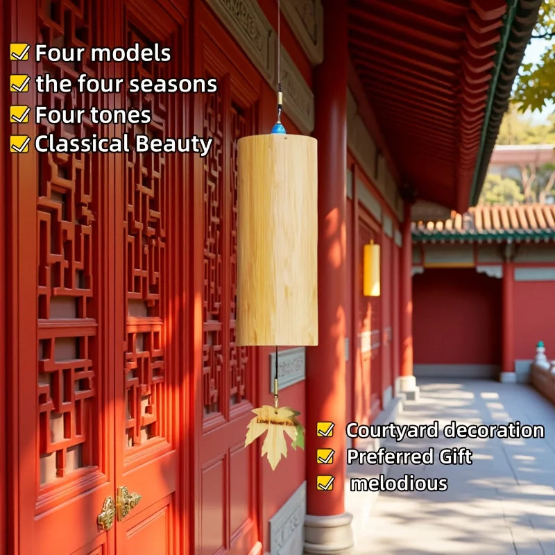 A bamboo wind chime—ideal for traditional Chinese style, suitable for retro/Summer Birthday/Hotel/Home/Bedroom/Wedding/Outdoor D