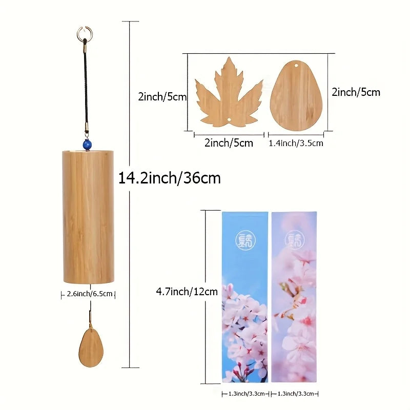 A bamboo wind chime—ideal for traditional Chinese style, suitable for retro/Summer Birthday/Hotel/Home/Bedroom/Wedding/Outdoor D