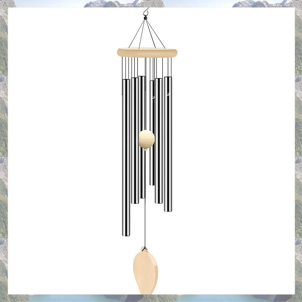 2025 Trend Wind Chimes Outdoor, Memorial Wind Chimes With Hook And 6 Tubes, Wooden Wind Chime Decor For Home, Garden, Patio