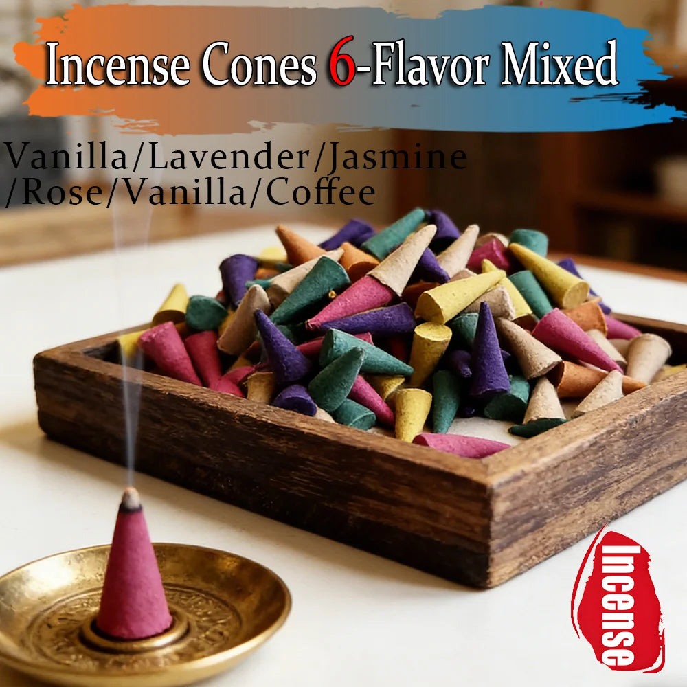 High-Quality Natural Incense Sticks, 2.7cm Tall Cones, with Scents of Vanilla, Coffee, Jasmine, Mint, Lavender, Rose, Etc., Rich in Fragrance, Burn for a Long Time, Creating an Aesthetic Smoke Effect, Suitable for Purifying t