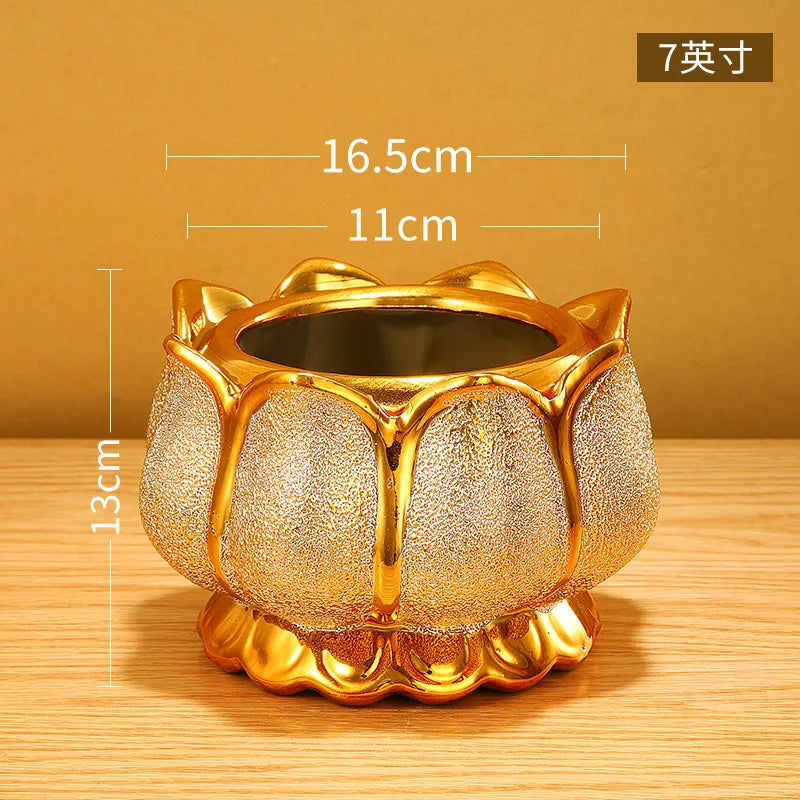 Buddhism Incense Burner Golden Ceramic Incense Sticks Holder Religious Items Lotus Decoration 4" 5" 6" 7" 8"