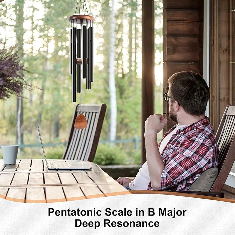 Gift of Tranquility 26 Inch Classic Wind Chime with Wooden Tag, Aluminum Pipes for Gentle Tones, Ideal Balcony Decoration Gift