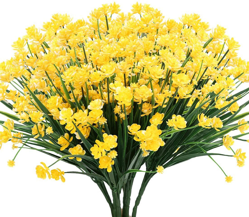 Artificial Flowers Fake Outdoor Plants UV Resistant  Plastic Shrubs, Indoor and  Decoration