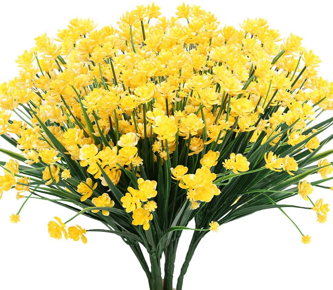 Artificial Flowers Fake Outdoor Plants UV Resistant  Plastic Shrubs, Indoor and  Decoration