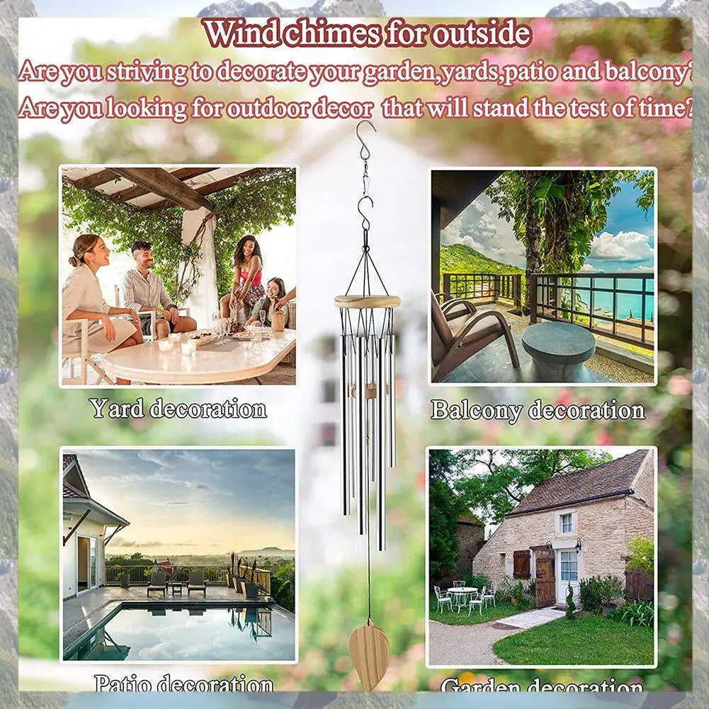 2025 Trend Wind Chimes Outdoor, Memorial Wind Chimes With Hook And 6 Tubes, Wooden Wind Chime Decor For Home, Garden, Patio