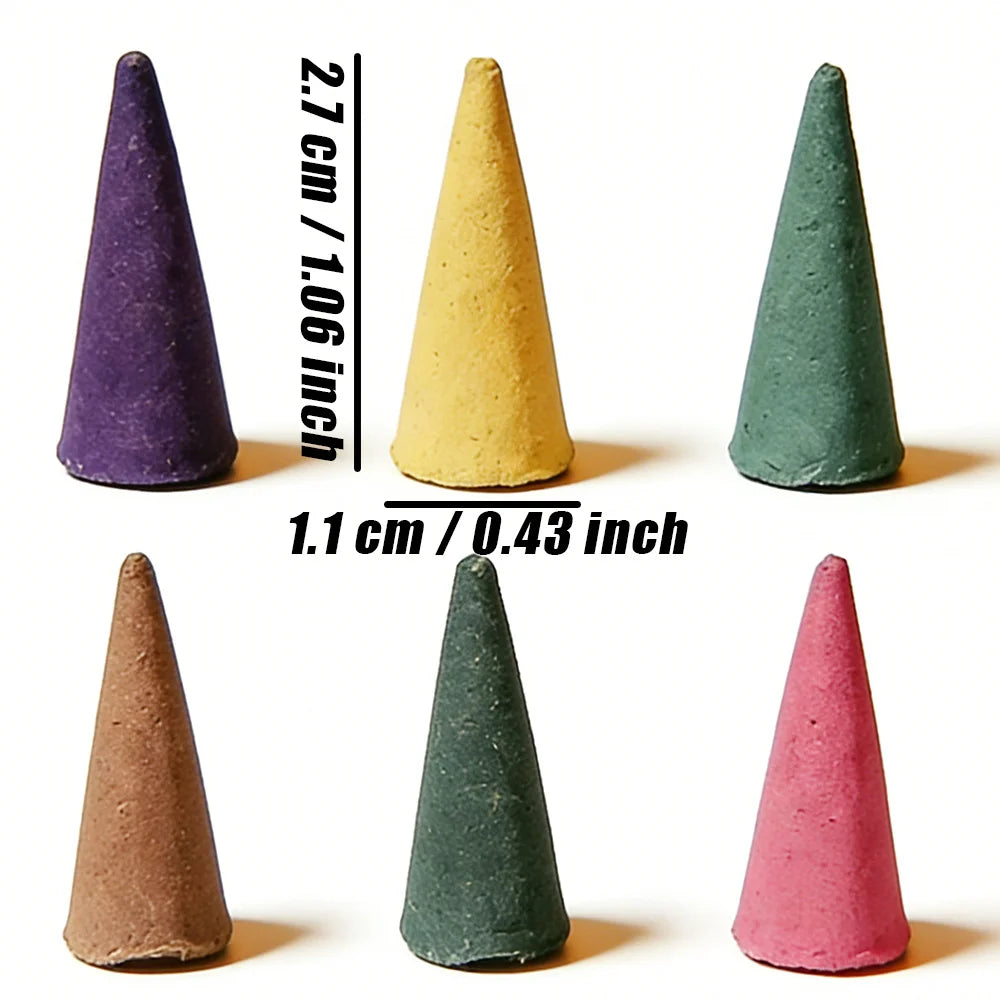 High-Quality Natural Incense Sticks, 2.7cm Tall Cones, with Scents of Vanilla, Coffee, Jasmine, Mint, Lavender, Rose, Etc., Rich in Fragrance, Burn for a Long Time, Creating an Aesthetic Smoke Effect, Suitable for Purifying t