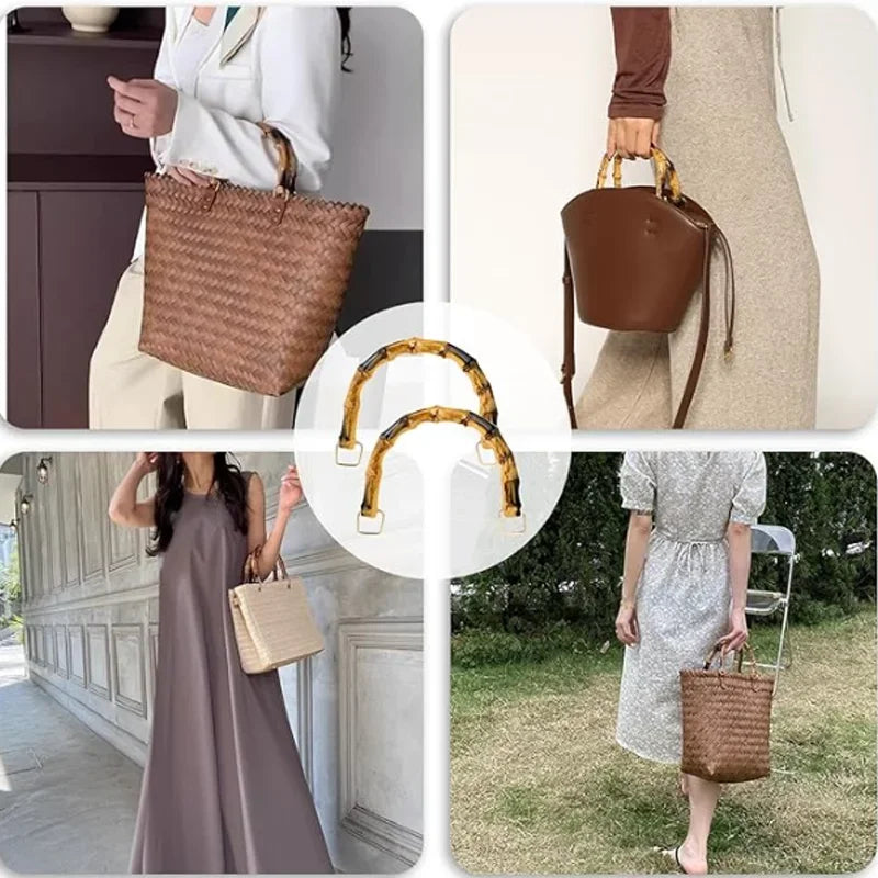 Vintage Women Bamboo Handles Purses Hand Bags U Shape Bag Strap for DIY bag Accessories Highquality Plastic Handle Replacement