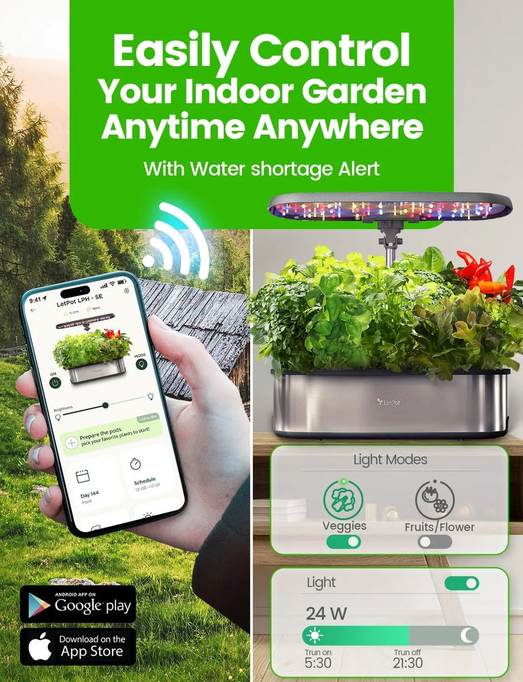 Indoor Garden Hydroponic Growing System: 12 pod-based plant sprouting kits, herb/vegetable growing light table with LED grow