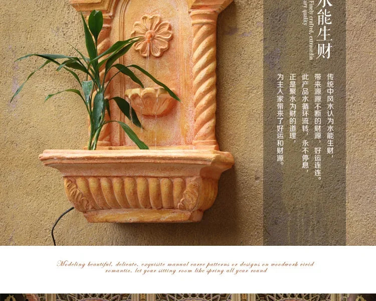 Balcony Landscape Decoration Wall Hanging Flowing Water Wall Hanging Fountain Courtyard Creative Pastoral