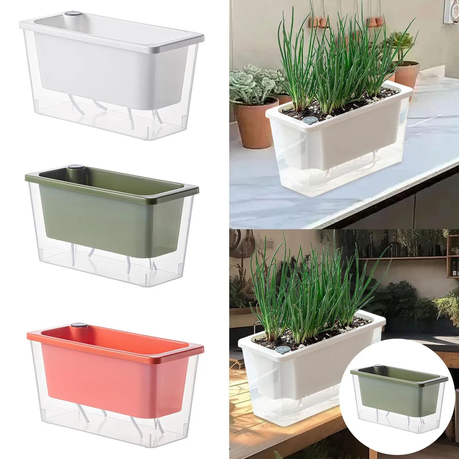 Balcony Self Watering Planter Flowerpot Indoor Succulent Hydroponic Plants Window Planter Box Bottom Home Indoor Lazy Flower Pot