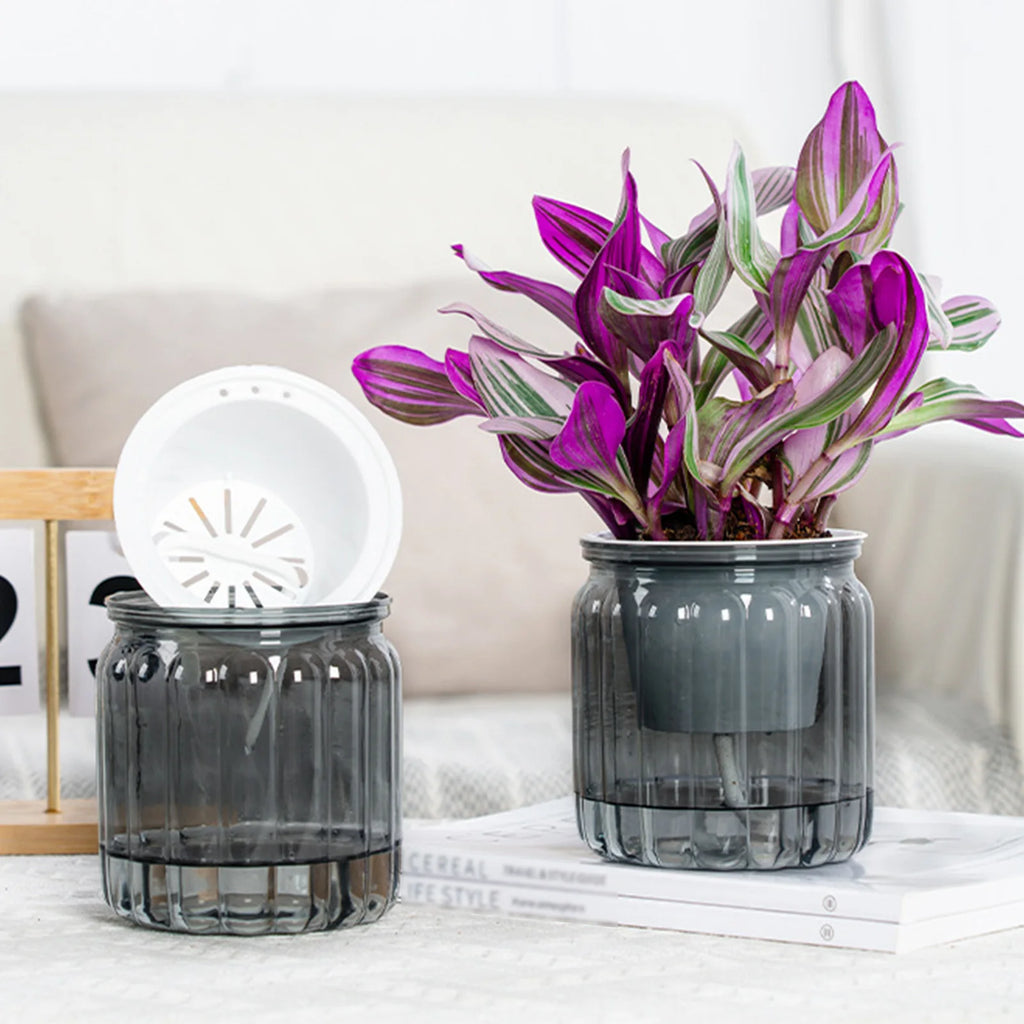 Modern Self-Watering Planters Indoor Translucent Stylish Minimalist Flower Container Home Decor Office Desk Plants Vases Gift