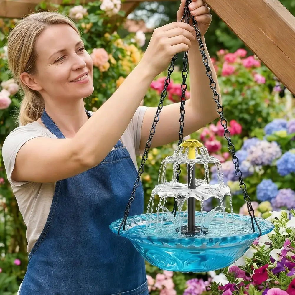 Waterfall Hanging Bird Bath Fountain Garden Courtyard Terrace With Fountain Bird Bathroom With Hook Bird Drinking Tray Outside