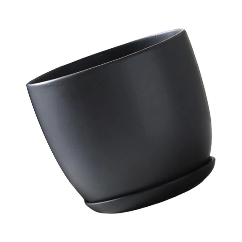 Classical Black Flower Pot For Indoor And Outdoor Plant Lovers Desktop Ornament