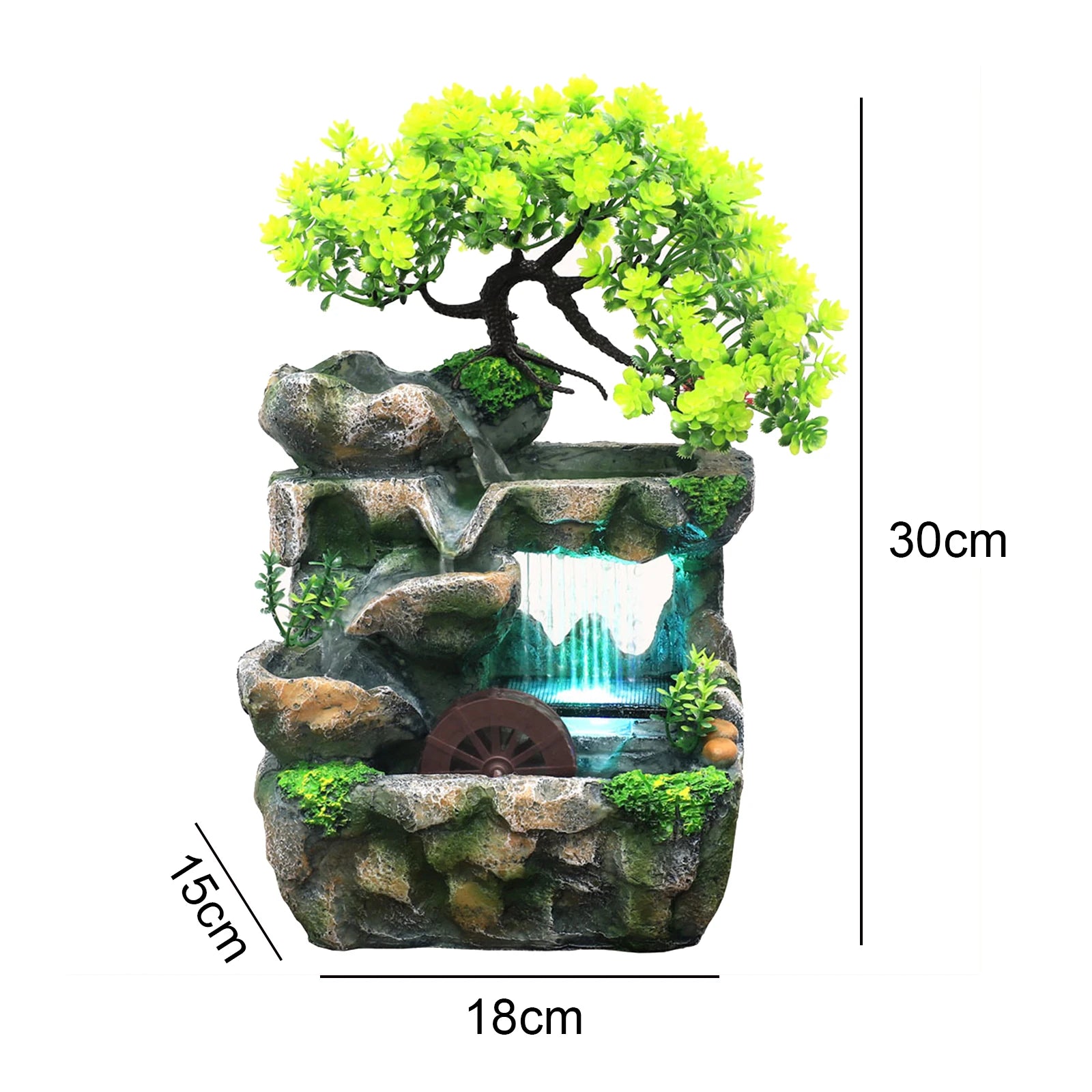 Desktop Small Rockery Simulation Tree Flowing Water Fountain And Rain Scenery for Meditation Yoga Room Creative Decorative