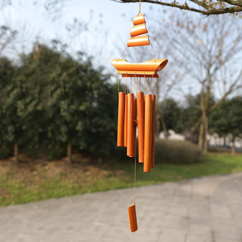 Natural Wind Chimes Handmade Tubes Bamboo Bell Outdoor Yard Garden Windchime Crafts  Indoors Pendant Balcony Home Hotel Decor