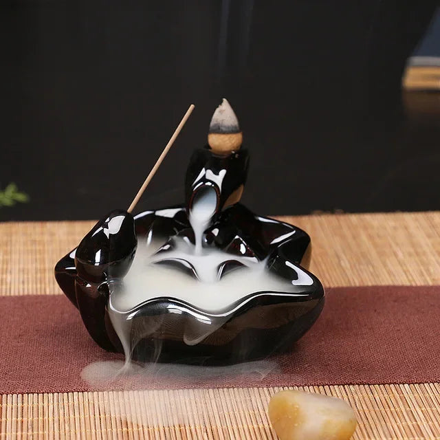 Free 20Pcs Incense cones Creative Home Decor Backflow Stick Incense Burner Ceramic Censer Home Decoration Use In Home Teahouse