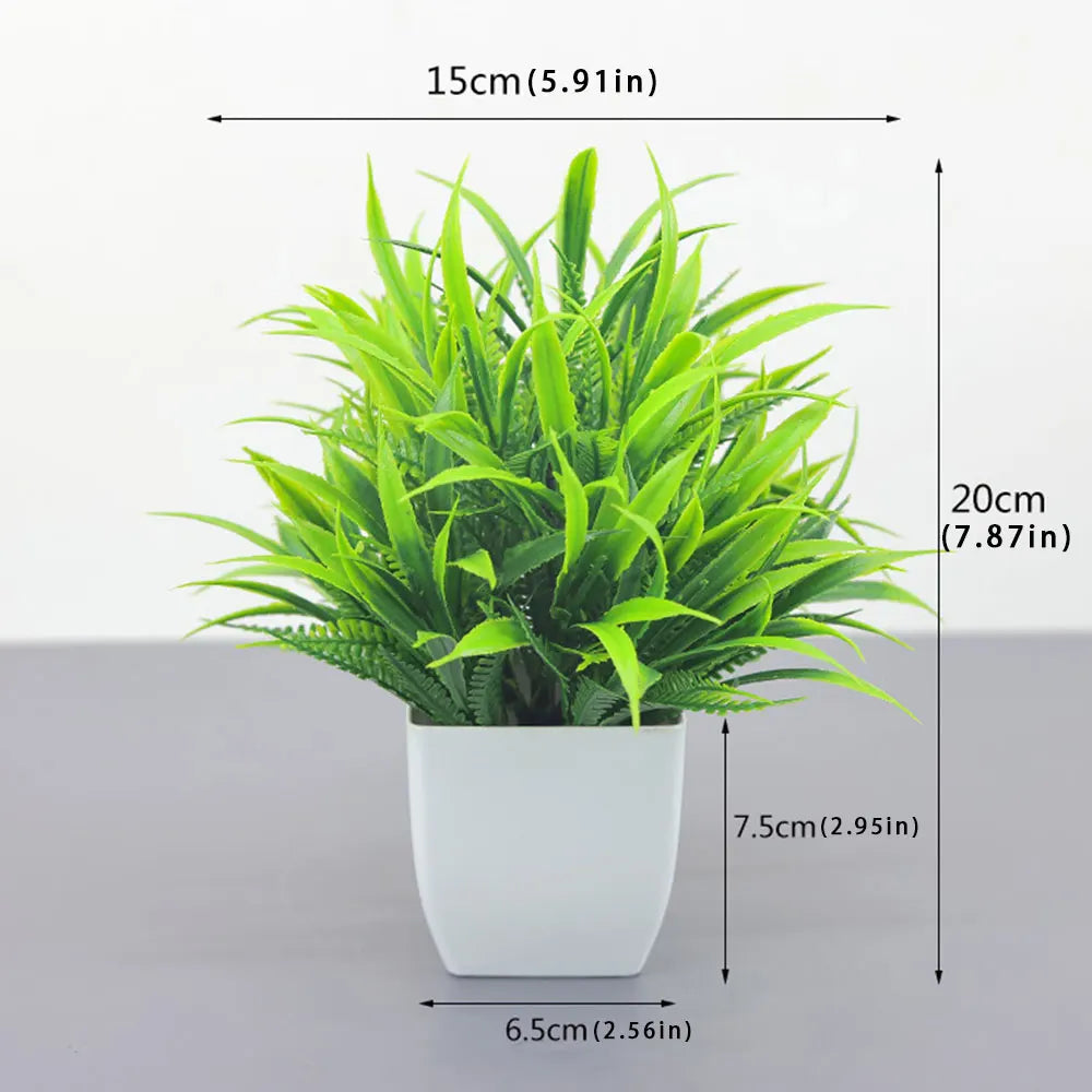 4 Different Types Mini Artificial Greenery Potted Plants White Basin for Home Office Desk Table Bathroom Decor Indoor Supplies
