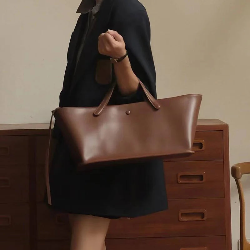 2026 New Arrival Genuine Leather Casual Totes High Quality Women Shoulder Crossbody Bags Ladies Large Versatile Handbags Coffee