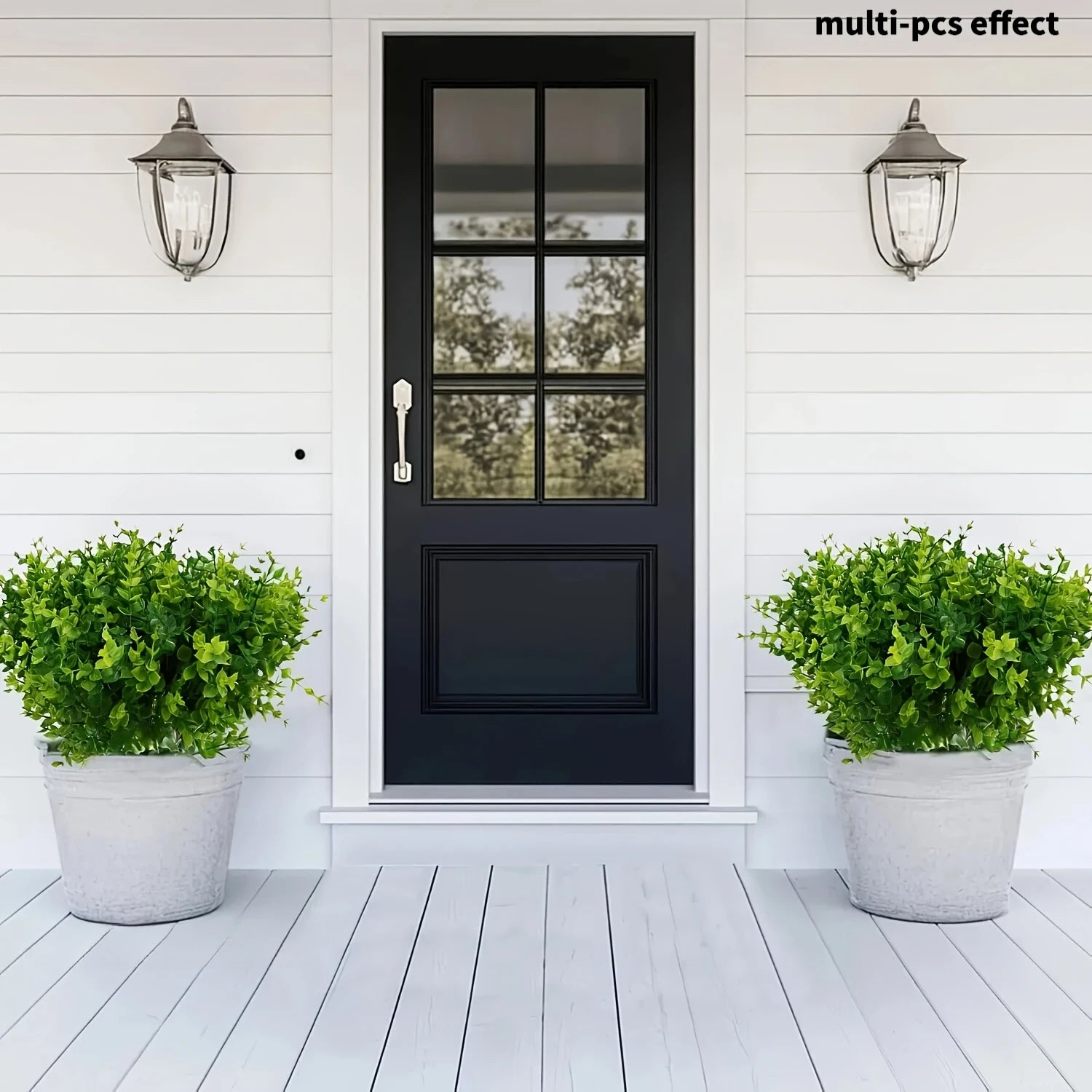 20PC Outdoor Artificial Green Plant UV-Resistant Simulated School Tree Shrubs Artificial Greenery Eucalyptus Suitable for Indoor