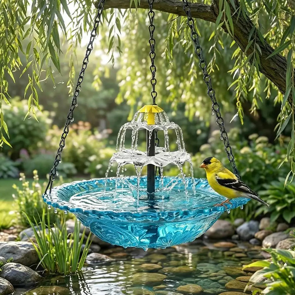 Waterfall Hanging Bird Bath Fountain Garden Courtyard Terrace With Fountain Bird Bathroom With Hook Bird Drinking Tray Outside