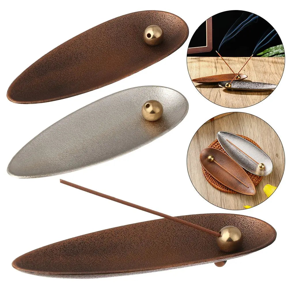 Incense Stick Holder for Sticks Japanese Style Healing Incense Burners with Ash Catcher Vintage Bronze Censer Rack 5.5 Inches