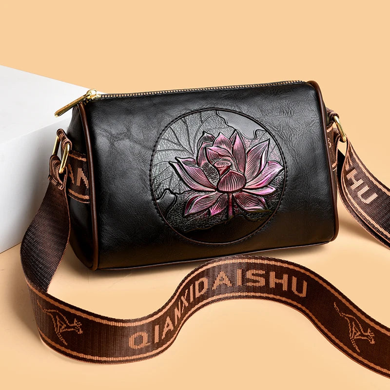 Casual Women Handbag Soft Leather Shoulder Crossbody Bags for Women 2024 New Fashion Print Ladies Messenger Tote Bag