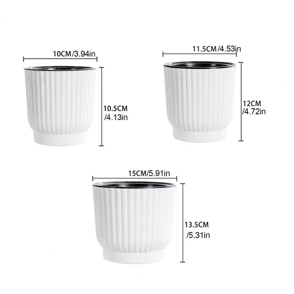 Indoor Self Watering Pot Ventilated Basin Planter Self Watering Indoor Plant Pots with Reservoir Rope Modern Plastic for Herbs