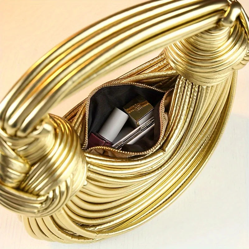 Handbags for Women 2026 New Gold Luxury Designer Brand Handwoven Noodle Bags Rope Knotted Pulled Hobo Silver Evening Clutch Chic