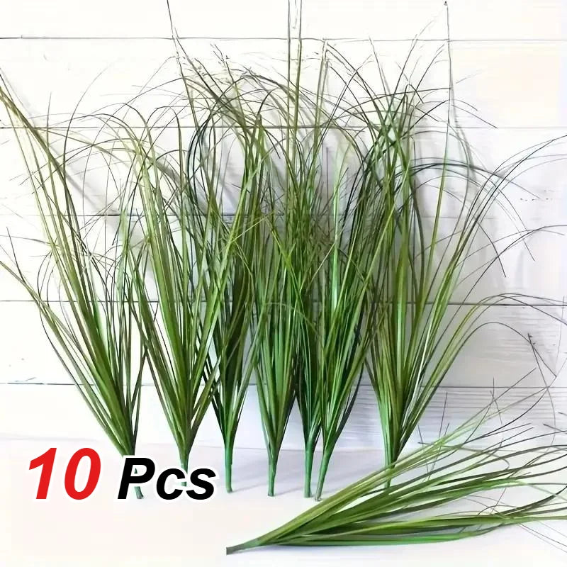 10 PCS Artificial Green Plants- Resin Onion Grass Suitable for Indoor/Outdoor Decoration- Can Used Festive Weddings Decorations