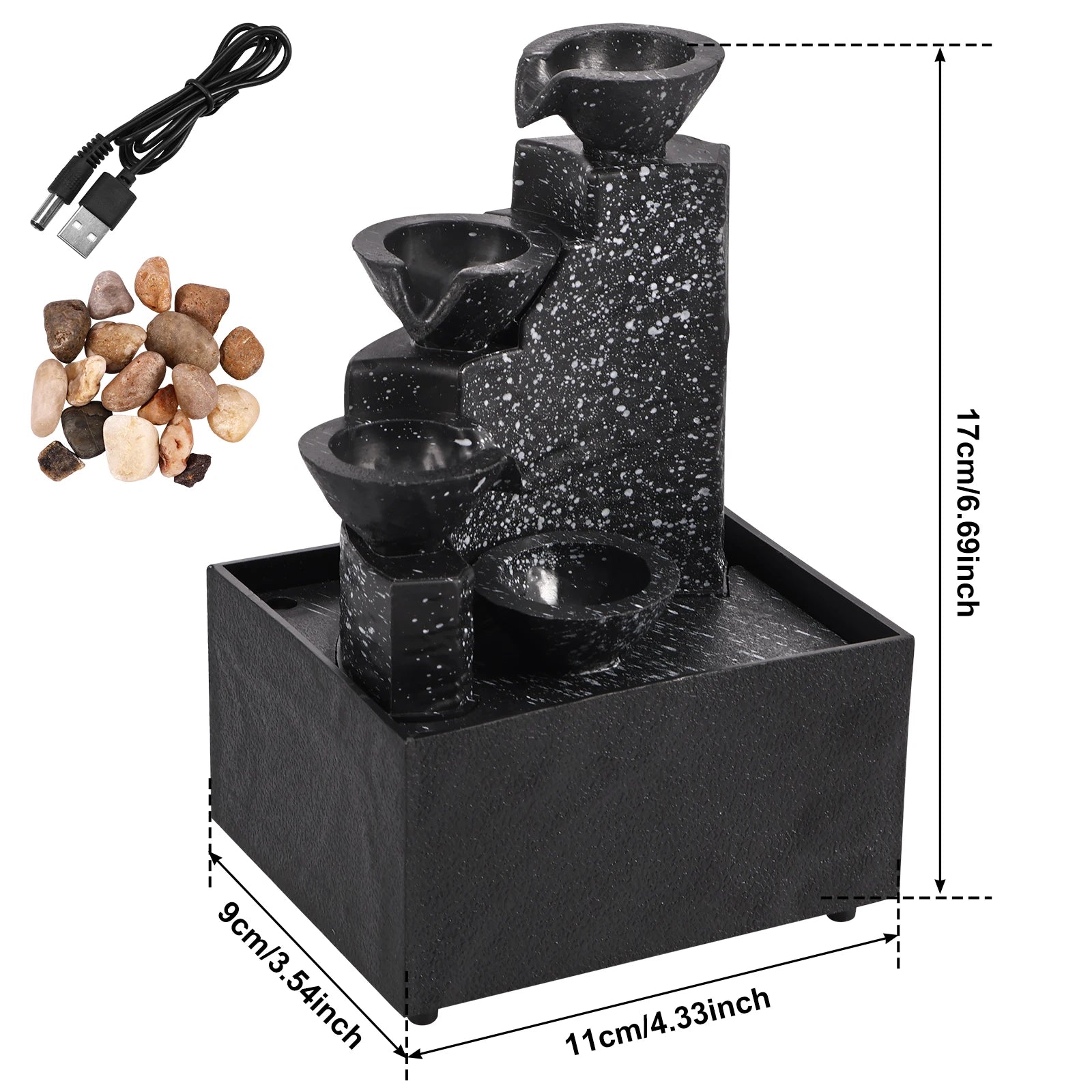 Tabletop Waterfall Home Decor Relaxation Meditation Desktop Fountain Lights Flowing Water Ornaments Mother's Day Festival Gifts
