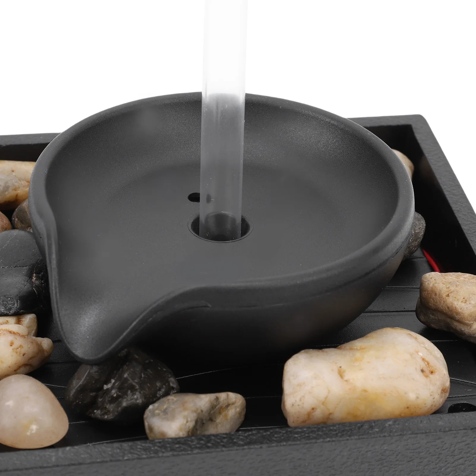 Floating Teapot Water Fountain Ornament Indoor Tabletop Waterfall Decoration with LED Light Stones Home Office Table Decor