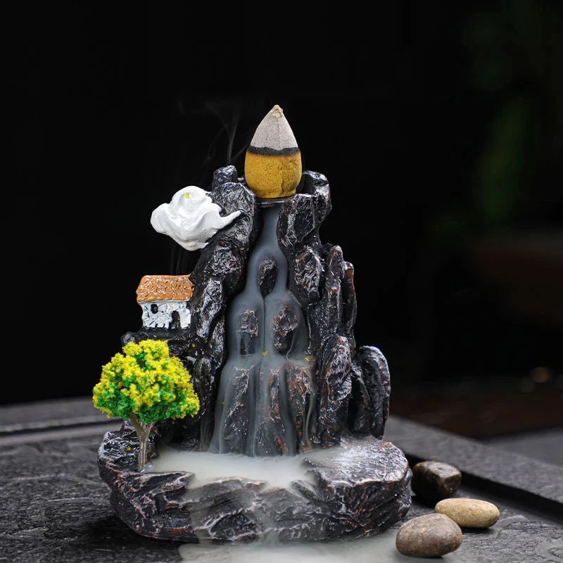 Backflow Incense Holder Waterfall Incense Burner Home Decor Aromatherapy Ornament Incense Cones with Backflow Incense Cones