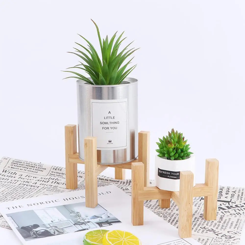 Indoor Durable Home Decor Planter Display Bonsai Holder Flower Pot Trays Wood Rack Plant Stand Shelf