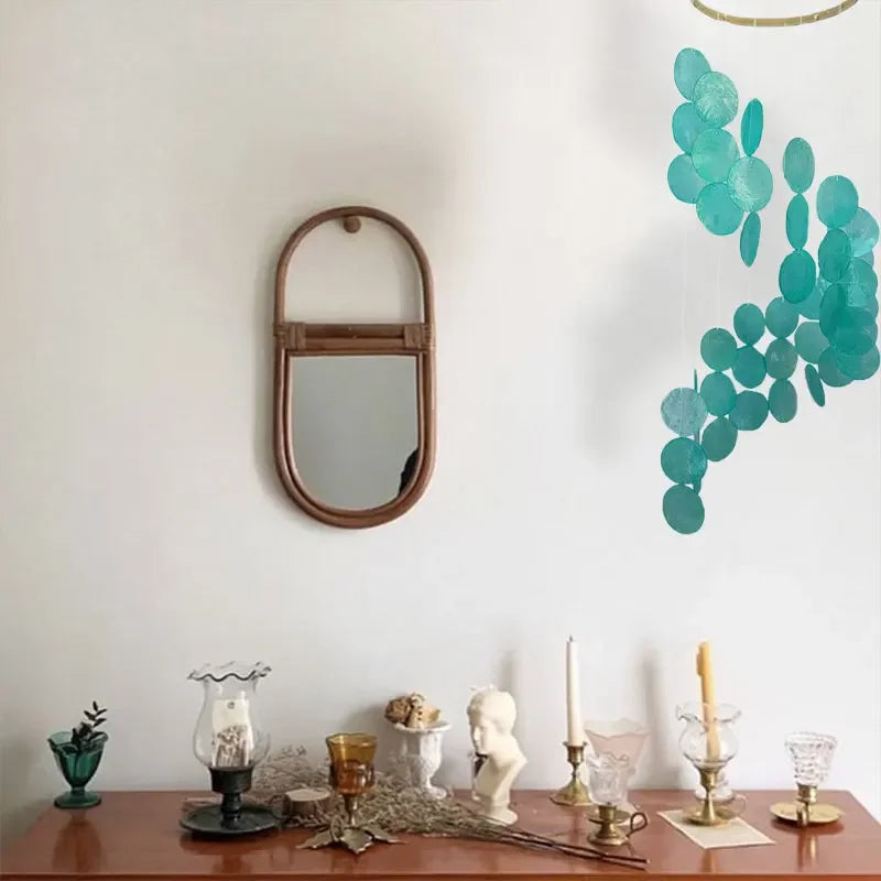 Natural Shell Wind Chimes Creative Dream Catcher Craft Outdoor Yard Welcome Guest Decoration Bedroom（Only wind chime pieces）