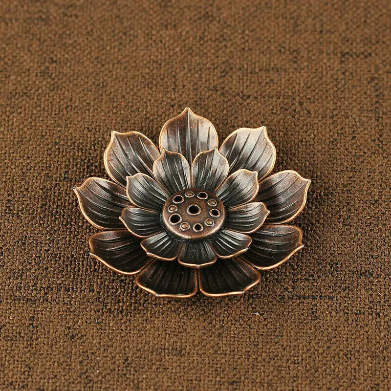Metal Sandalwood Incense Sticks Holder Buddhism Zen Lotus Sticks Incense Censer Nasturtium Ashtray 2 In 1 Alloy Incense Burner