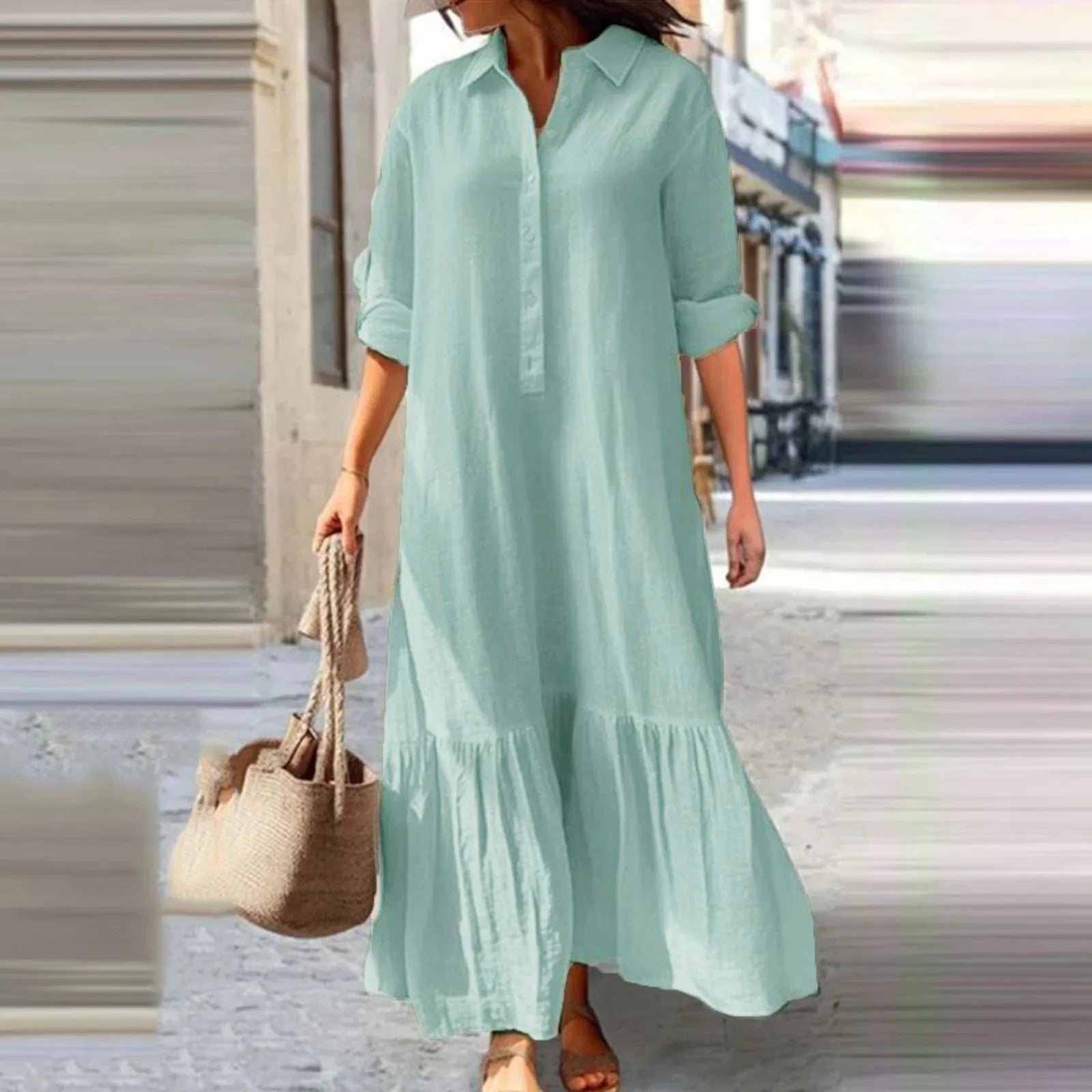 2024 Summer Cotton Linen Women Dress Black Loose Long Sleeve Shirt Dresses Female Summer Casual Oversize Elegant Clothes Ladies