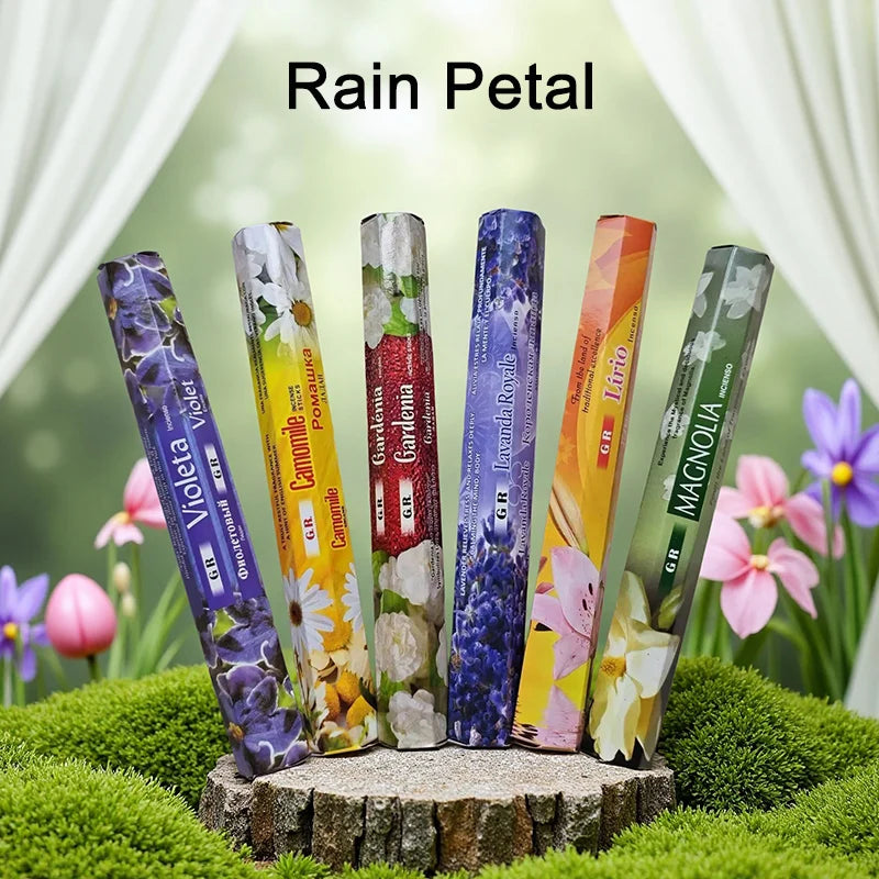 6 Sets of 120 Indian Incense Sticks Palo Santo Lavender Jasmine Meditation Fresh Air Scent Aroma Home Long-Lasting Fragrance